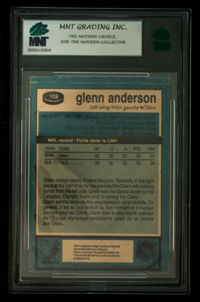 1981 O-Pee-Chee Hockey #108 Glenn Anderson (RC) - MNT 6 | Reaper Sports and Trading Cards Inc. 1981 O-Pee-Chee Hockey #108 Glenn Anderson (RC) - MNT 6 | Reaper Sports and Trading Cards Inc.