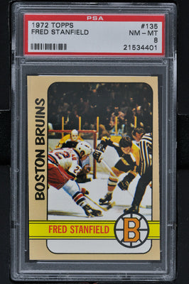 1972 - Topps Hockey #135 Fred Stanfield - PSA 8