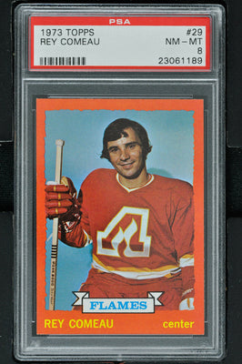 1973 - Topps Hockey #29 Rey Comeau - PSA 8