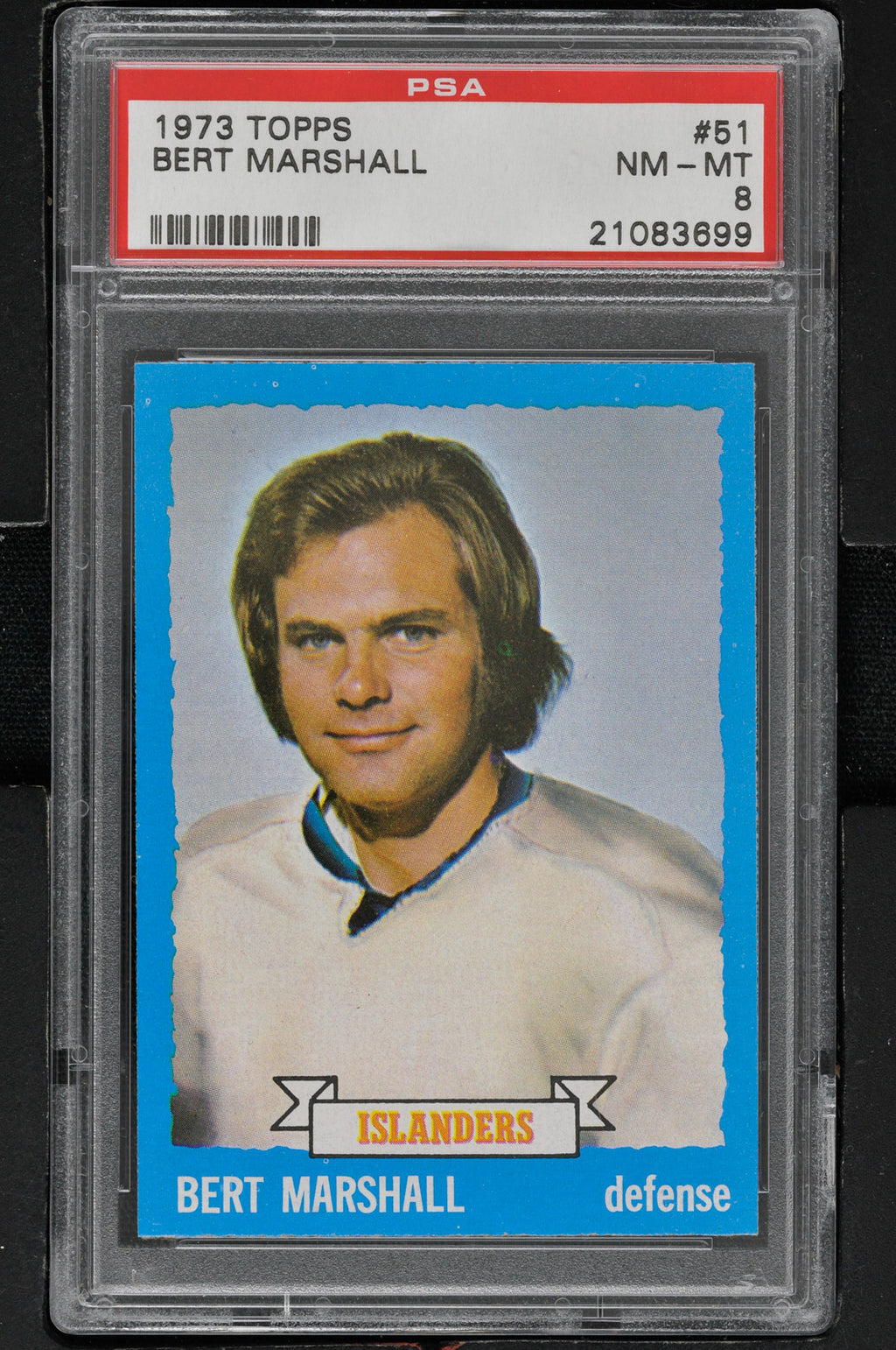 1973 - Topps Hockey #51 Bert Marshall  - PSA 8