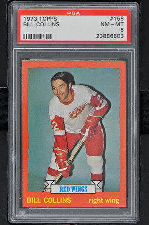 1973 - Topps Hockey #158 Bill Collins - PSA 8