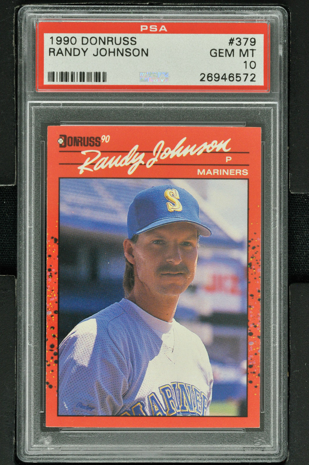 rare donruss baseball cards 1990 1990 Donruss Baseball #379 Randy Johnson PSA 10