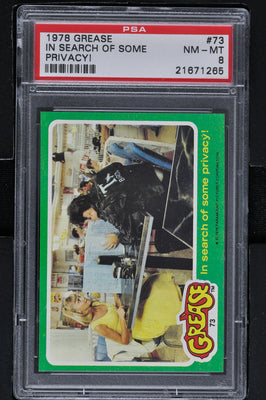 1978 - Topps Grease Series 2 #73 In Search of Some Privacy! - PSA 8