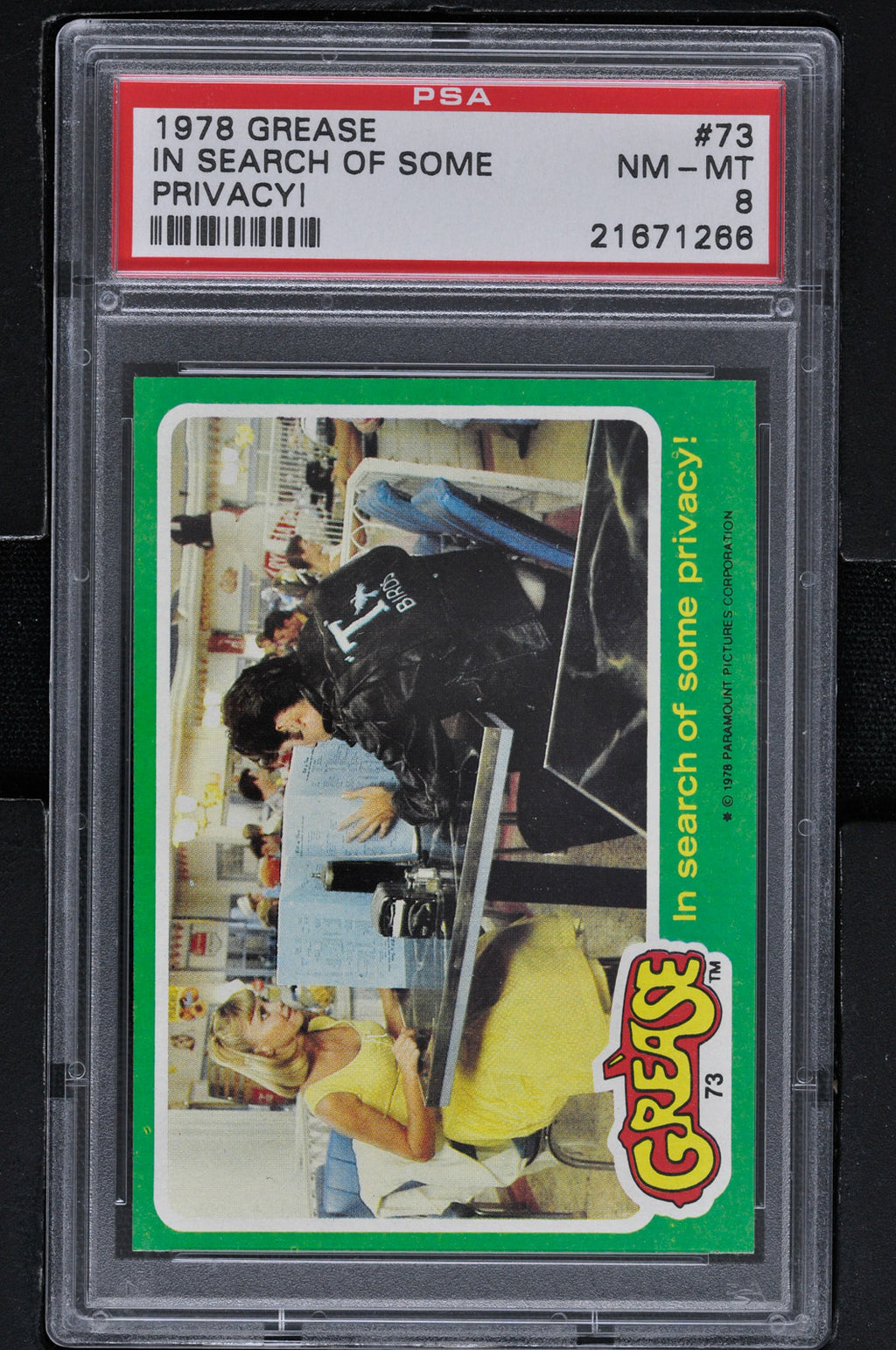 1978 - Topps Grease Series 2 #73 In Search of Some Privacy! - PSA 8
