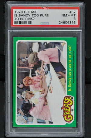 1978 - Topps Grease Series 2 #87 Is Sandy Too Pure to be Pink? - PSA 8