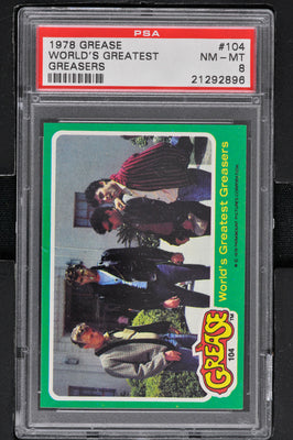 1978 - Topps Grease Series 2 #104 World's Greatest Greasers - PSA 8