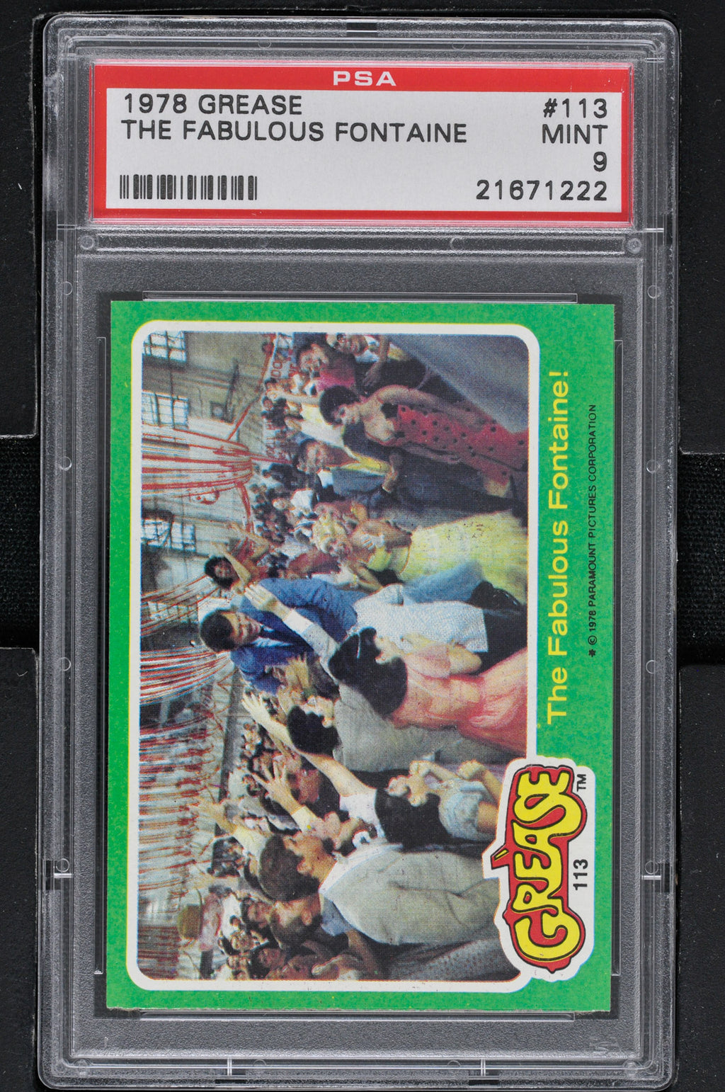 1978 - Topps Grease Series 2 #113 The Fabulous Fontaine! - PSA 9