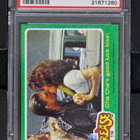 1978 - Topps Grease Series 2 #116 Cha Cha's Good Luck Kiss! - PSA 8