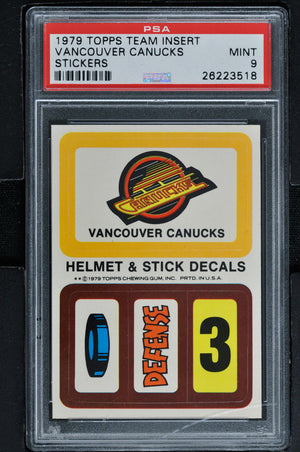 1979 Topps Sticker Team Logo Inserts  Hockey #N/A Vancouver Canucks - PSA 9 - RC000001383