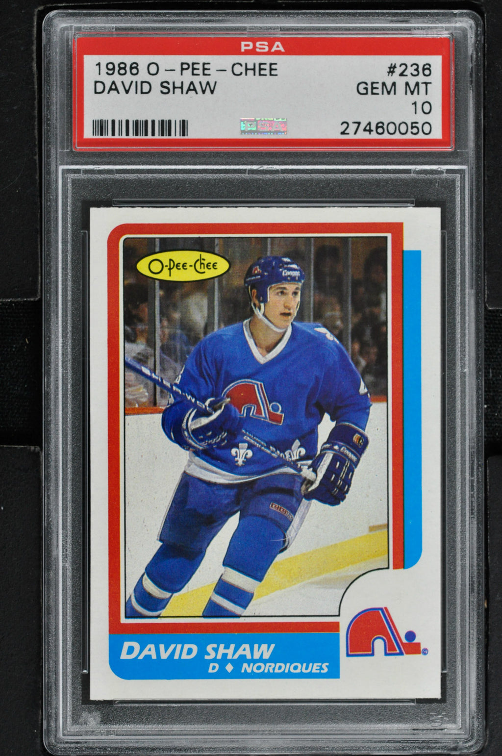 1986 O-Pee-Chee  Hockey #236 David Shaw RC - PSA 10 - RC000001665