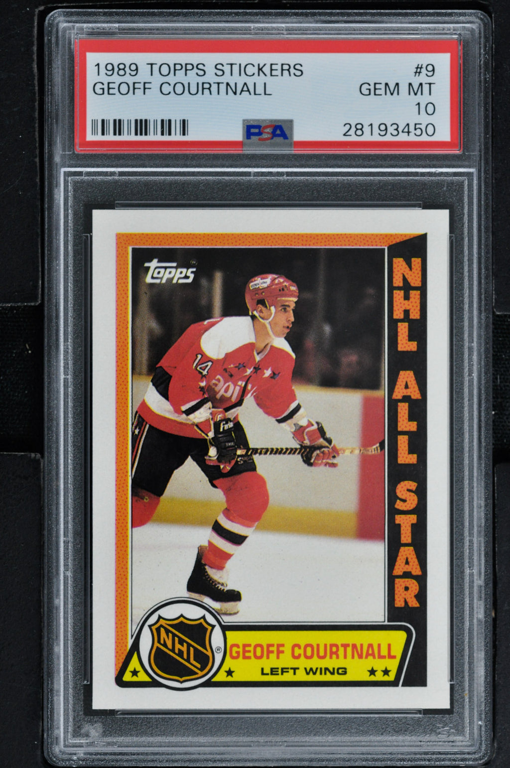 1989 Topps Stickers  Hockey #9 Geoff Courtnall - PSA 10 - RC000001694