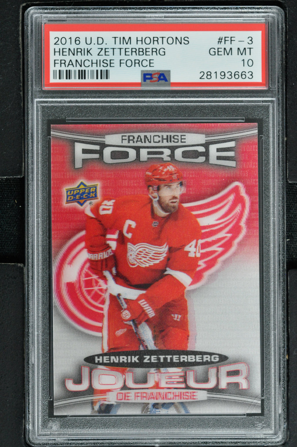 2016 Upper Deck Tim Hortons Franchise Force Hockey #FF-3 Henrik Zetterberg - PSA 10 - RC000001993