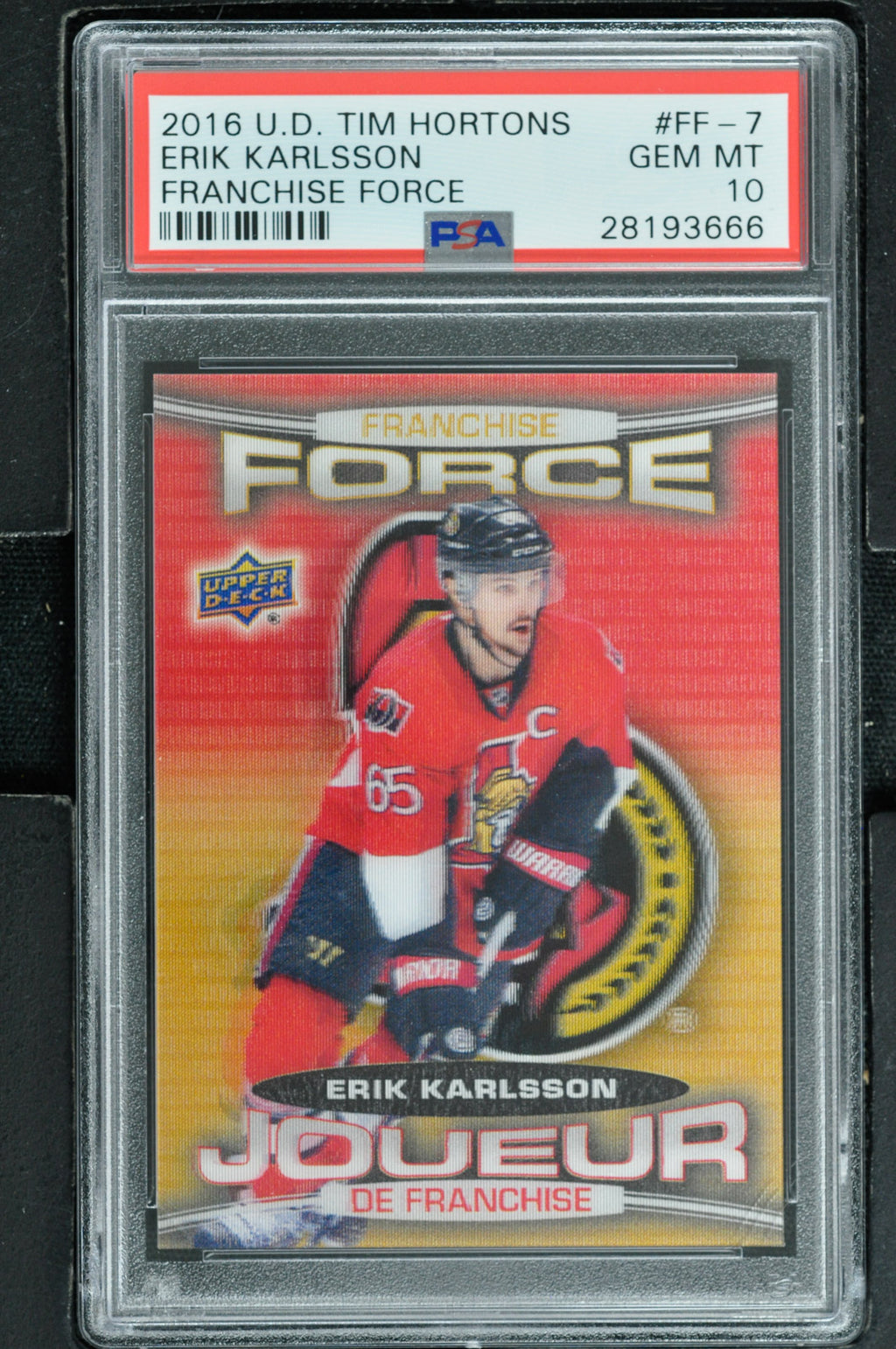 2016 Upper Deck Tim Hortons Franchise Force Hockey #FF-7 Erik Karlsson - PSA 10 - RC000001997