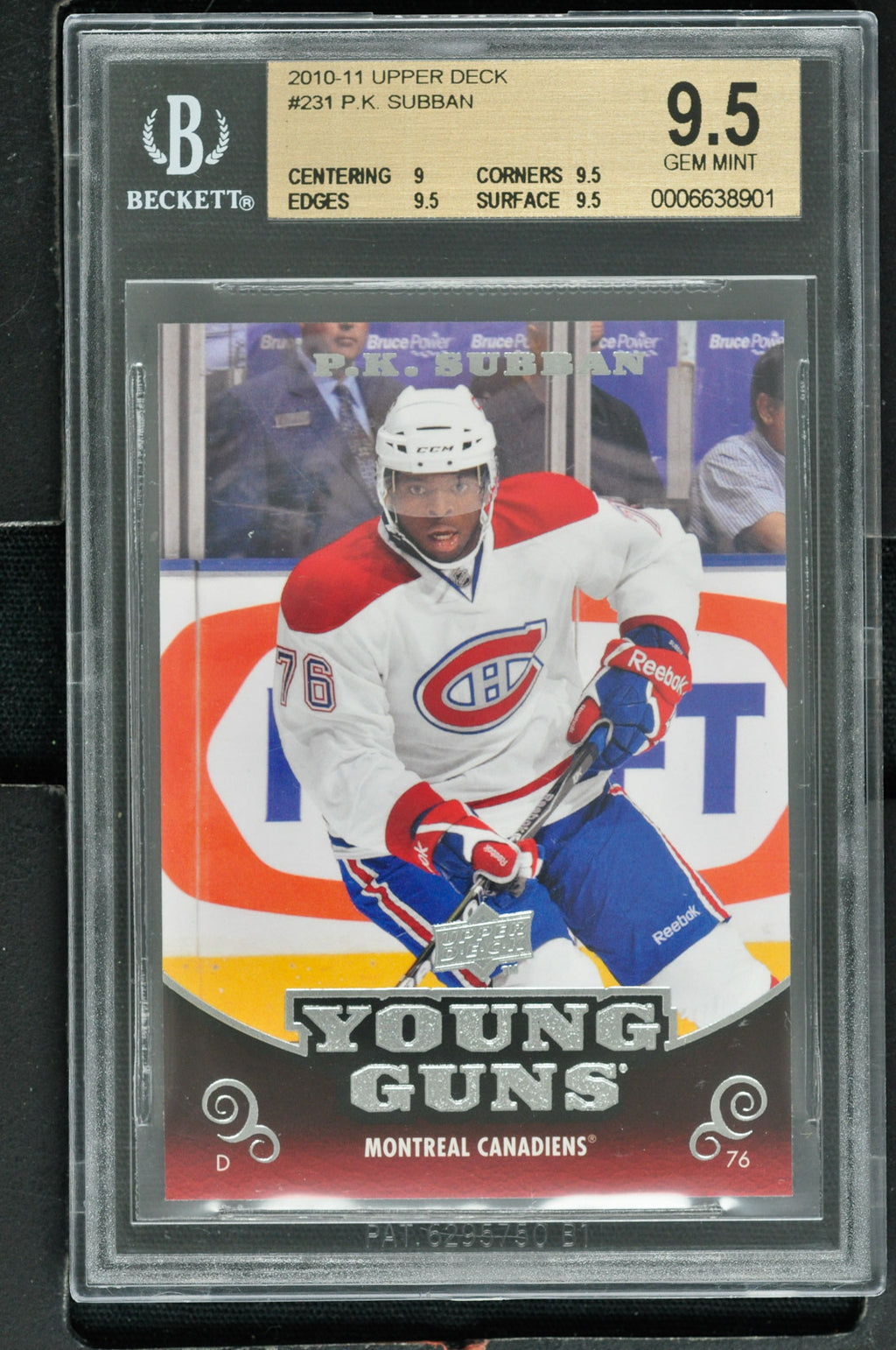 2010 Upper Deck Hockey #231 P.K. Subban - RC - BGS 9.5