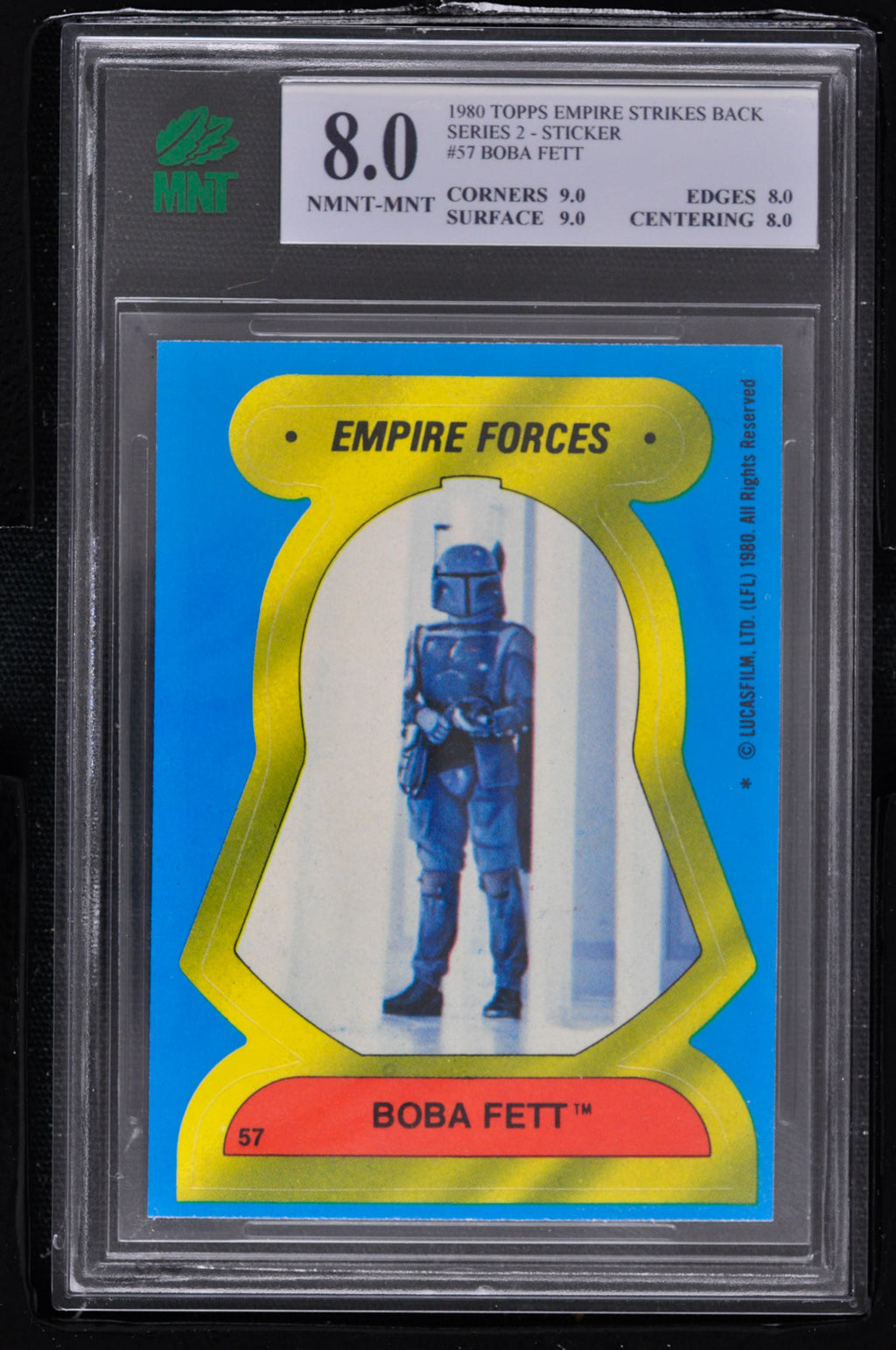 1980 Topps Star Wars ESB Series 2 Sticker #57 Boba Fett - MNT 8