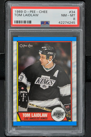 1989 - O-Pee-Chee Hockey #34 Tom Laidlaw - PSA 8 - ONLY 3 GRADED