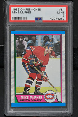 1989 - O-Pee-Chee Hockey # 84 Mike McPhee - PSA 9